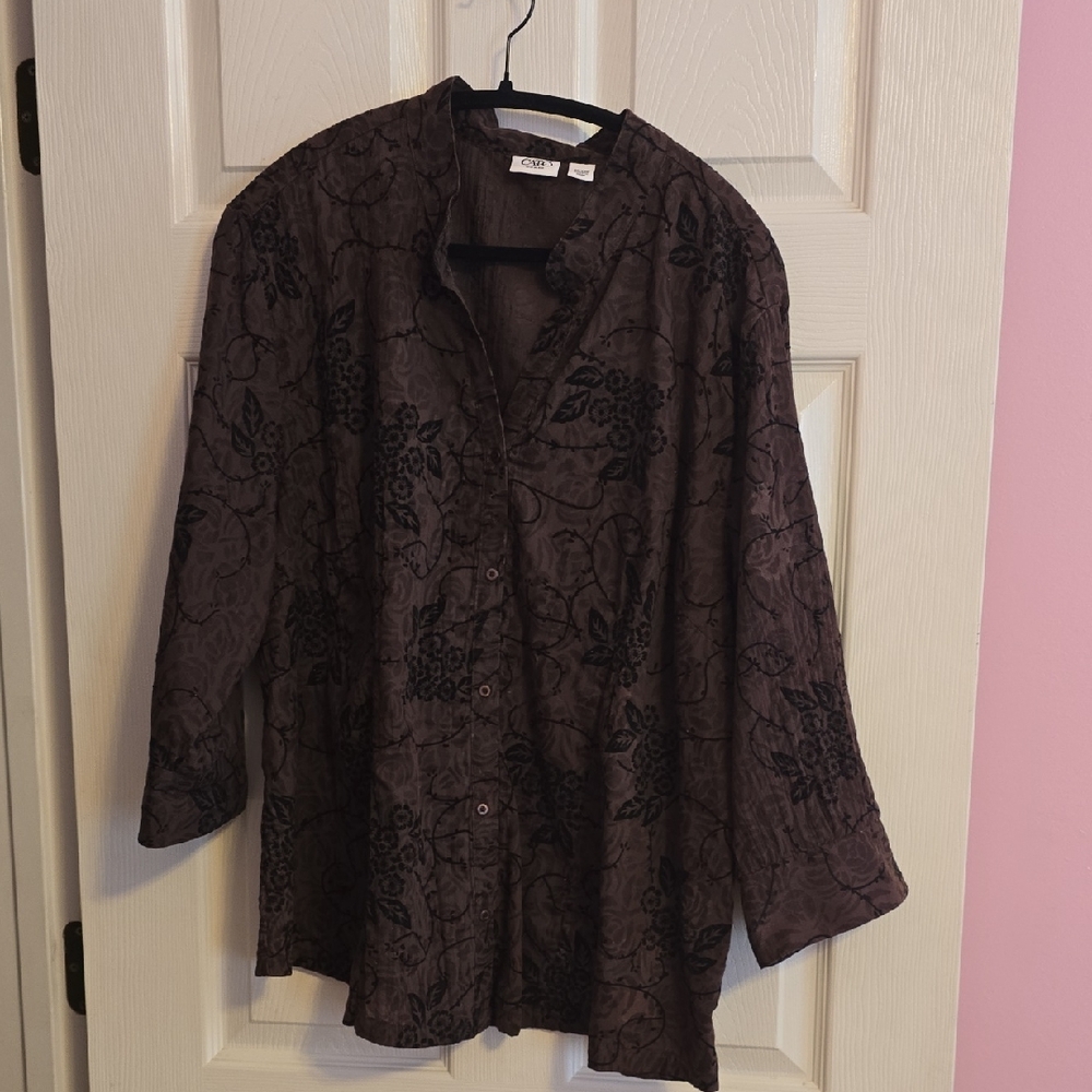 Cato Chocolate Floral Top